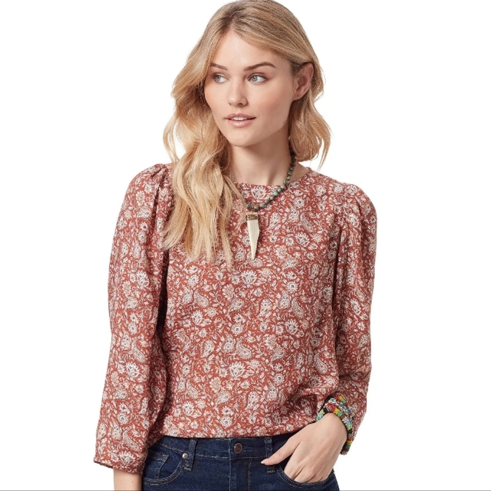 Sam Edelman Women's Clementine Puff Sleeve Top Blouse Large